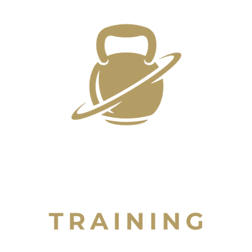 A black and gold logo for 5 0 plus training.